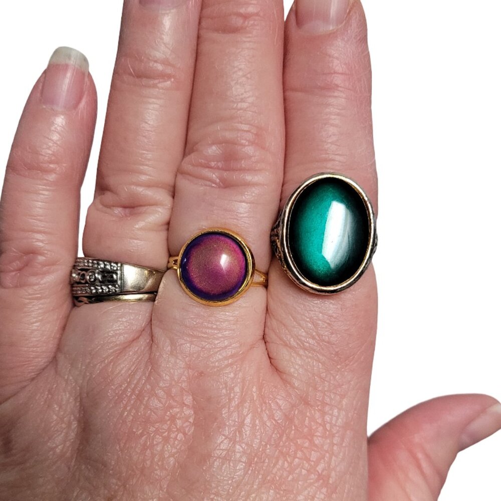 Etsy Teal Blue Breen Resin Oval Ring Adjustable Size 7, 7.5 and Size 8
